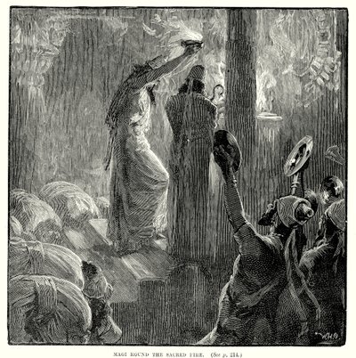 Magi rundt den hellige ilden (gravering) av English School