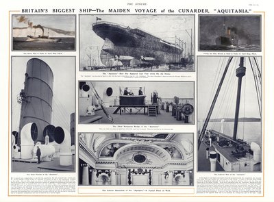Jomfrureise til Cunard-linjeskipet Aquitania, 1914 av English School