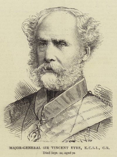 Generalmajor Sir Vincent Eyre, KCSI, CB (gravering) av English School