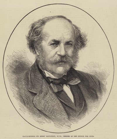 Generalmajor Sir Henry Rawlinson, KCB, medlem av rådet for India (gravering) av English School