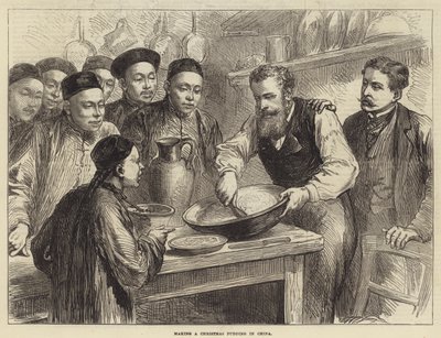 Lage en julepudding i Kina (gravering) av English School