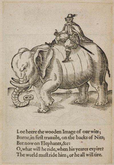 Mann som rir på en elefant, illustrasjon fra 