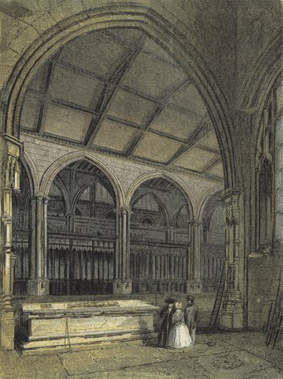 Manchester Cathedral, Utsikt over koret og dåpskapellet, fra Ely Chapel av English School