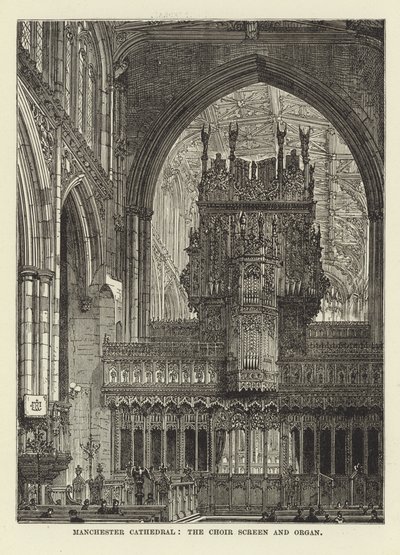 Manchester Cathedral, korskjermen og orgelet av English School