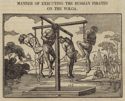 Måte å henrette de russiske piratene på Volga (gravering) av English School