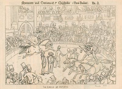 Manerer og skikker til engelskmennene: The Circus at Astleys (Astleys Amphitheatre), London av English School