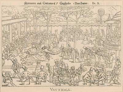 Manerer og skikker hos de engelske; Vauxhall Gardens, London av English School