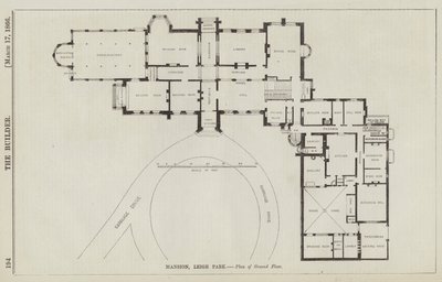 Mansion, Leigh Park, Plan over første etasje (gravering) av English School