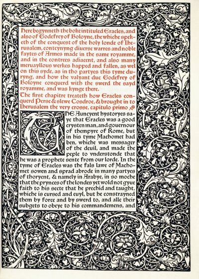 Manuskript med historisk initial "G" og full sidekant, 1893 av English School
