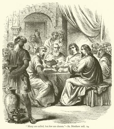 "Mange er kalt, men få er utvalgt", St Matteus, xxii av English School