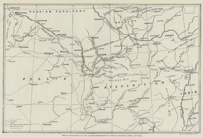 Kart over Afghanistan og de tilstøtende territoriene i russisk Turkestan, Persia og India av English School
