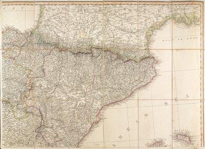 Karte von Spanien, die angeblich vom Herzog von Wellington verwendet wurde von English School