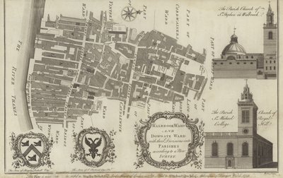 Kart over Walbrook Ward og Dowgate Ward, London av English School