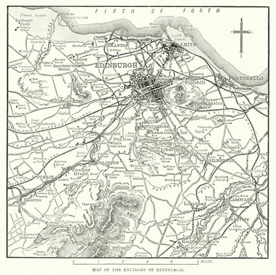Karte der Umgebung von Edinburgh von English School