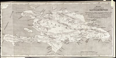 Kart over øya Santo Domingo, fra "Santo Domingo Past and Present" av Samuel Hazard, pub. 1873 (fotolito) av English School