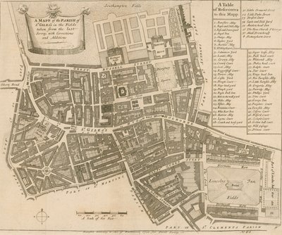 Kart over prestegjeldet St Giles in the Fields, London av English School