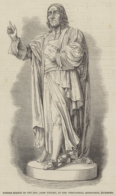 Marmorstatue av pastor John Wesley, ved Theological Institution, Richmond (gravering) av English School