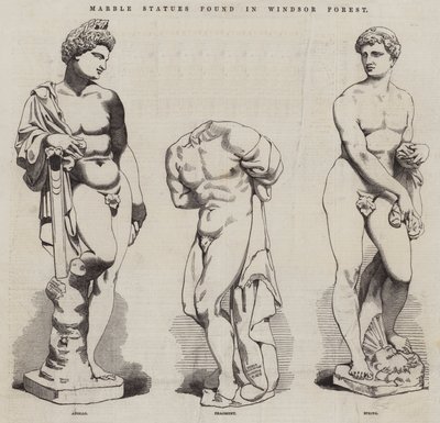 Marmor-Statuen im Windsor Forest gefunden (Gravur) von English School