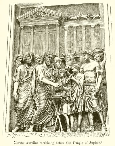 Marcus Aurelius ofrer foran Jupiter-tempelet av English School