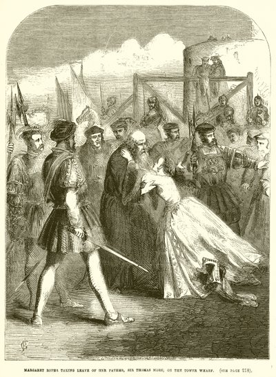 Margaret Roper tar avskjed med sin far, Sir Thomas More, på Tower Wharf av English School