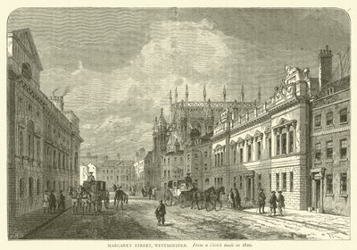 Margaret Street, Westminster, fra en skisse laget i 1820 (gravering) av English School