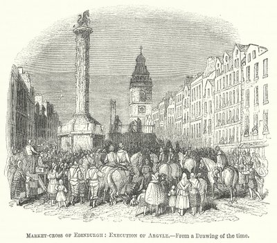 Markedskorset i Edinburgh: Henrettelsen av Argyle (gravering) av English School
