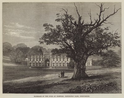Ekteskap med hertugen av Norfolk, Donington Park, Derbyshire (gravering) av English School