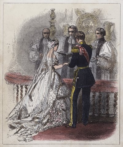 Bryllup av Princess Royal (farget gravering) av English School