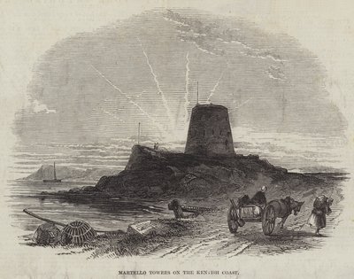Martello Towers på Kentish Coast (gravering) av English School