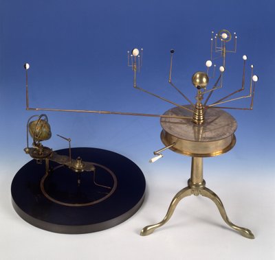 Bærbart Planetarium eller Orrery av Martin-typen, av Thomas Blunt (fl.1760-1822) George Newman og Thomas Voigt, ca. 1808 (messing, forsølvet messing og elfenben) (se også 135772) av English School