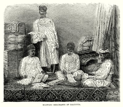 Marwari-kjøpmenn fra Calcutta (gravering) av English School