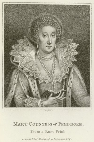 Mary, grevinne av Pembroke (gravering) av English School