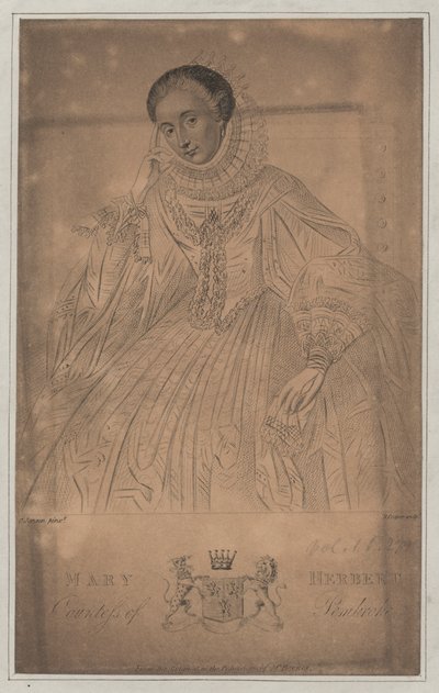Mary Herbert, grevinne av Pembroke (gravering) av English School