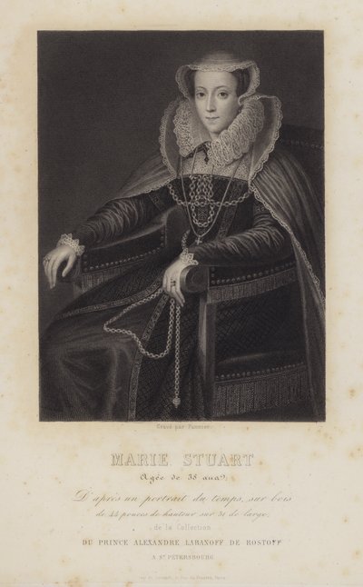 Mary Stuart, dronning av Skottland, 38 år gammel (gravering) av English School