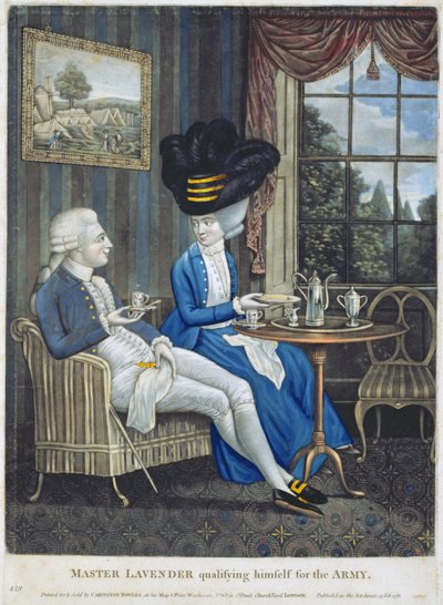 Master Lavender som kvalifiserer seg til hæren, pub. av Carington Bowles (fl.1744-93), 1781 (mezzotintgravering) av English School