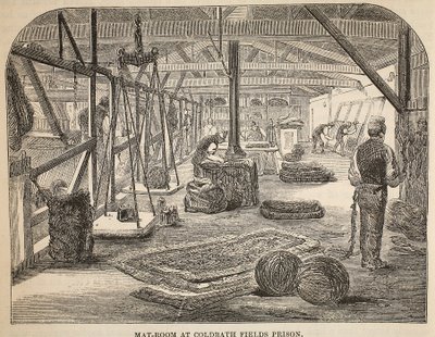 Mat-rom i Coldbath Fields Prison, illustrasjon fra The Criminal Prisons of London og Scenes from Prison Life av Henry Mayhew og John Binny, pub. 1862 av English School