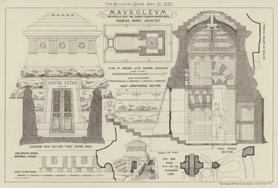 Mausoleum, for W Ellis Esquire All Saints Church Whitstable (gravering) av English School