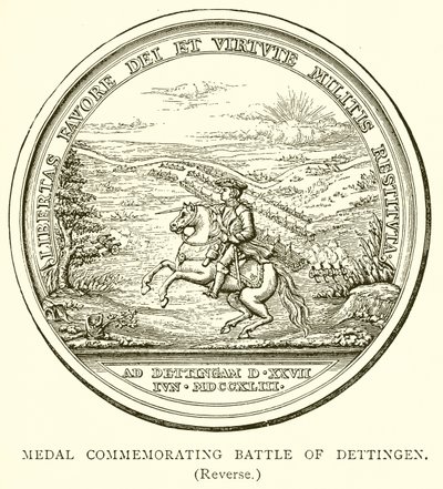 Medalje til minne om slaget ved Dettingen. (Omvendt) av English School