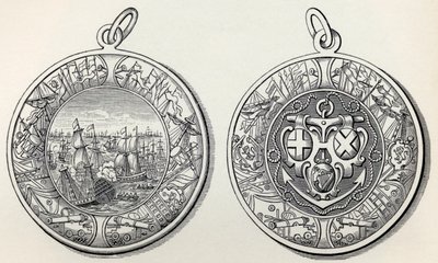 Medalje til minne om admiral Robert Blakes seire over nederlenderne i 1653, fra A Short History of the English People av J. R. Green, utgitt 1893 av English School