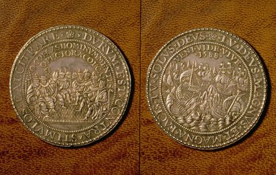 Medalje til minne om nederlaget til den spanske armadaen, 1588 (sølv) av English School