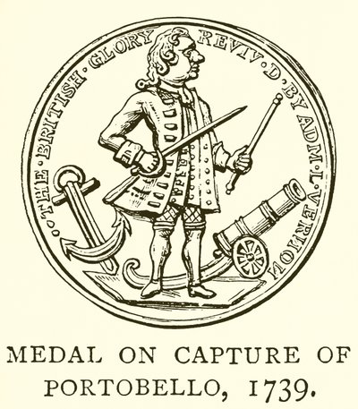 Medalje på fanget av Portobello, 1739 av English School