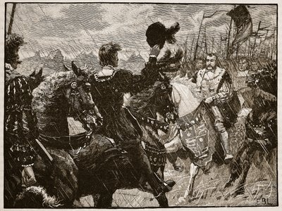 Møte med Henry og keiseren Maximilian, illustrasjon fra Cassells Illustrated History of England (sepiafoto) av English School
