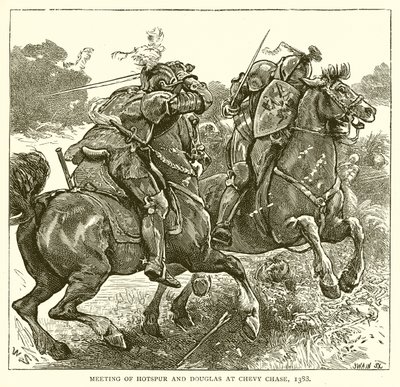 Møte mellom Hotspur og Douglas på Chevy Chase, 1388 av English School