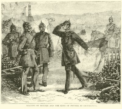 Møte mellom Moltke og kongen av Preussen på Gravelotte, august 1870 av English School