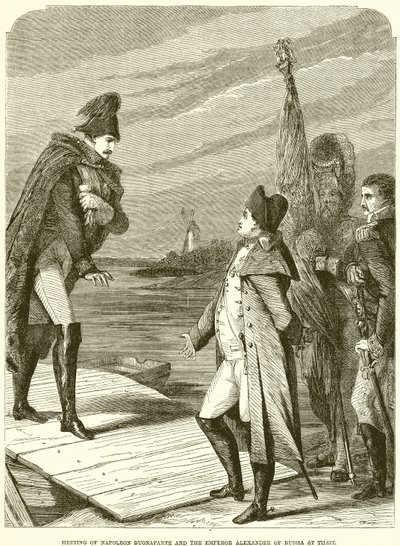 Møte mellom Nepoleon Buonaparte og keiser Alexander av Russland i Tilsit av English School