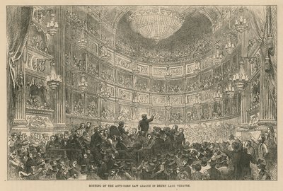 Møte i Anti-Corn Law League i Drury Lane Theatre av English School