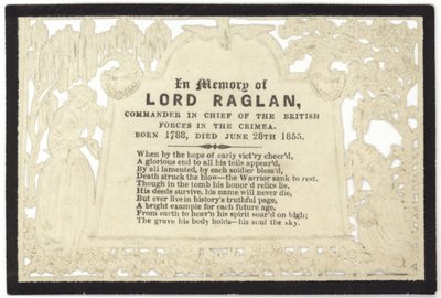 Minnekort til minne om Lord Raglan av English School