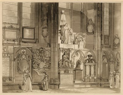 Minnesmerker og statuer i Westminster Abbey, London av English School