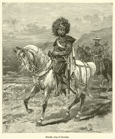 Menelik, konge av Abessinia (gravering) av English School