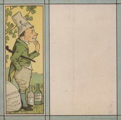 Menyillustrasjon: Irland (farge litho) av English School